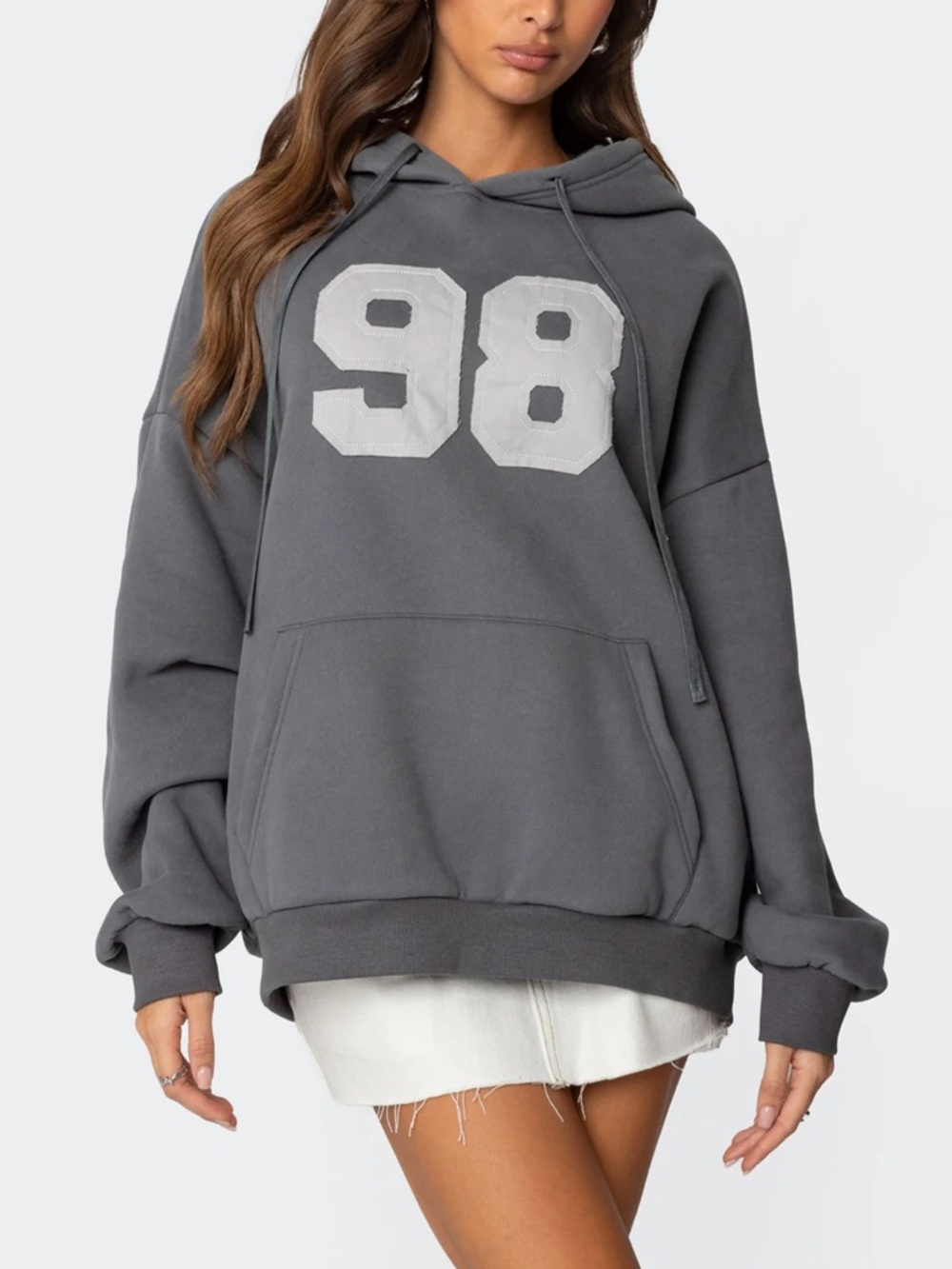 Edikted Gray 98 Hoodie S Oversized Fleece